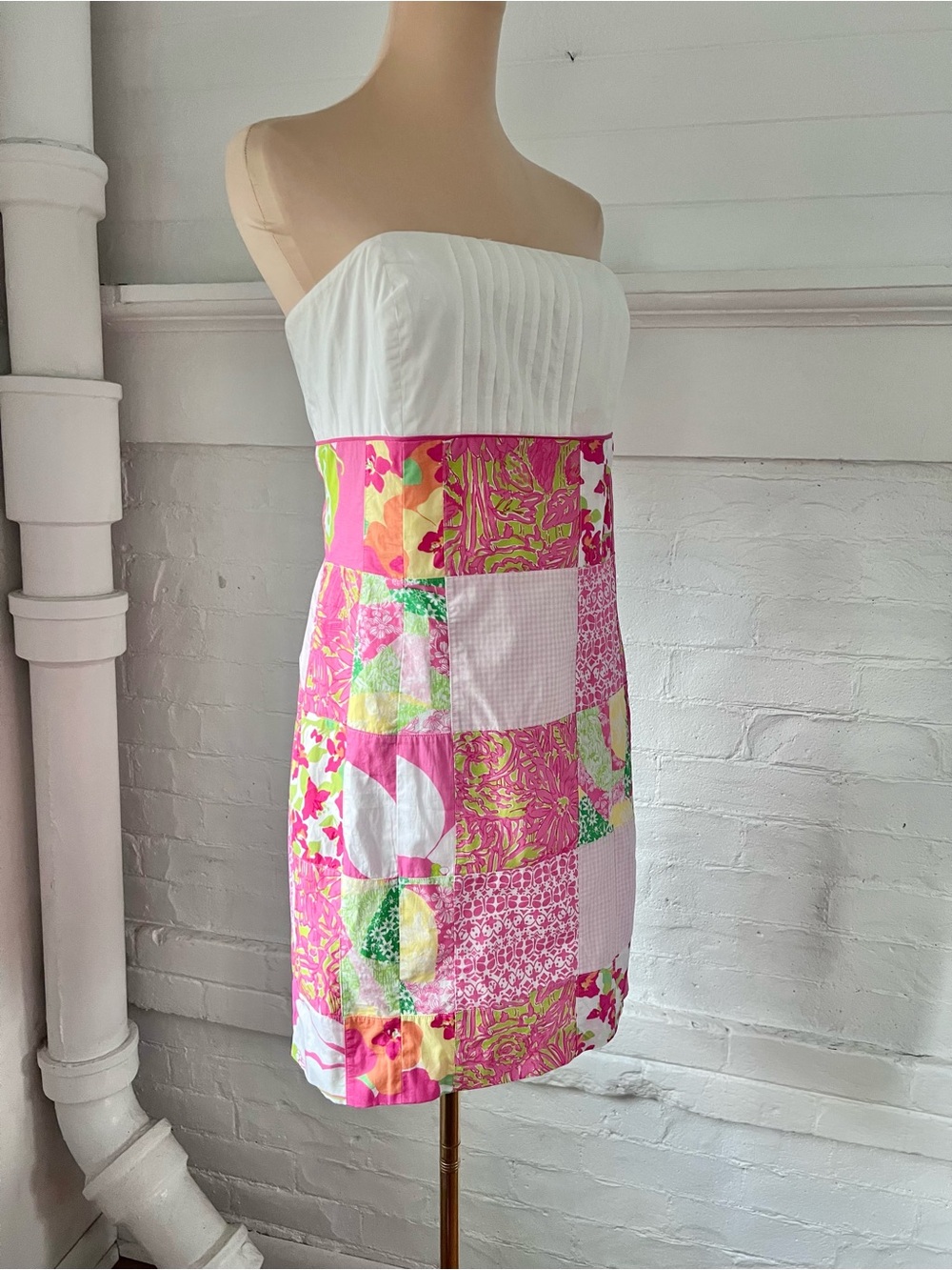 Lilly Pulitzer Franco Patchwork Strapless Dress 2000’s Preppy Mini Size 6 - Picture 4 of 14